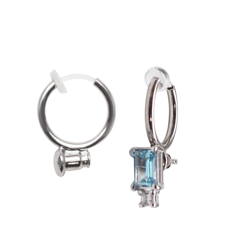 Silver Invisible Clip On Hoop Earrings Converters - Miyabi Grace
