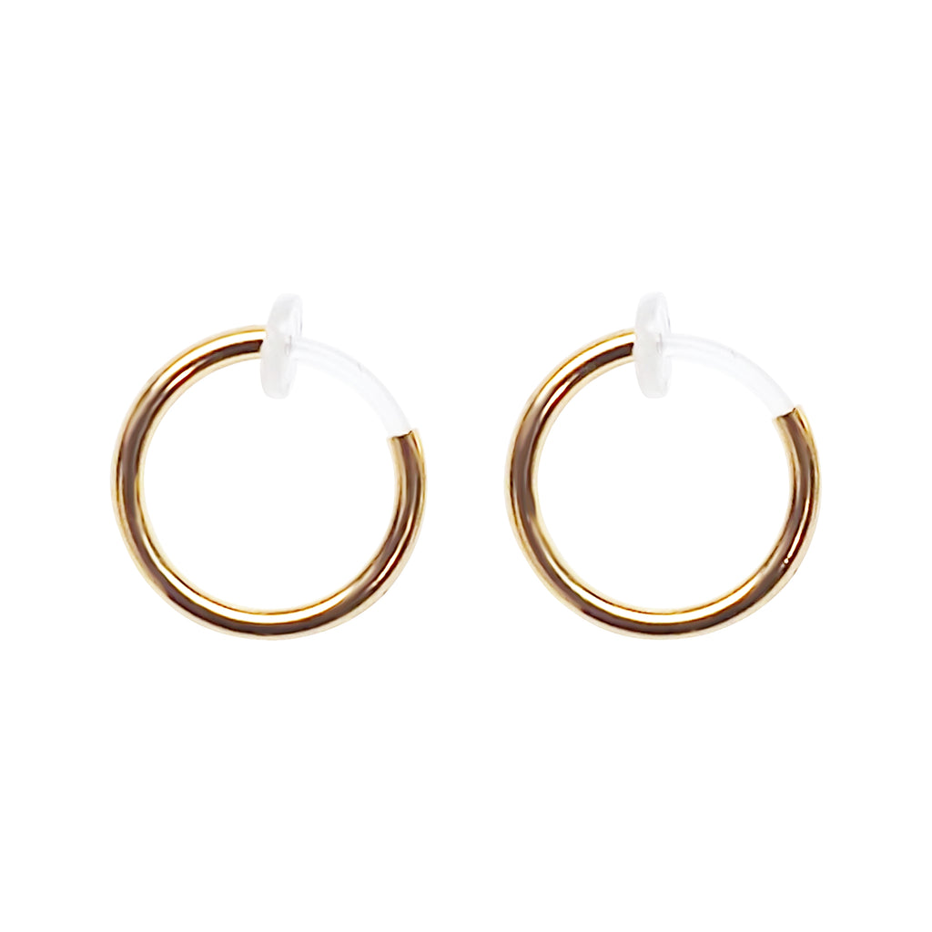 Amazing! Comfortable And Pierced Look Gold 12mm Resin Clip On Hoop