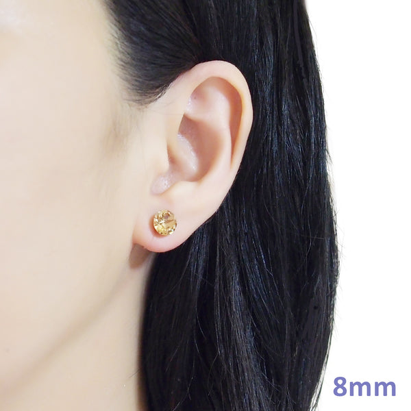 light brown topaz Swarovski crystal invisible clip on stud earrings - Miyabi Grace