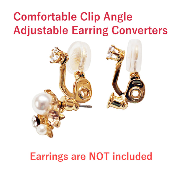 Comfortable clip angle adjustable clip on earring rhinestone converters ( Gold tone)