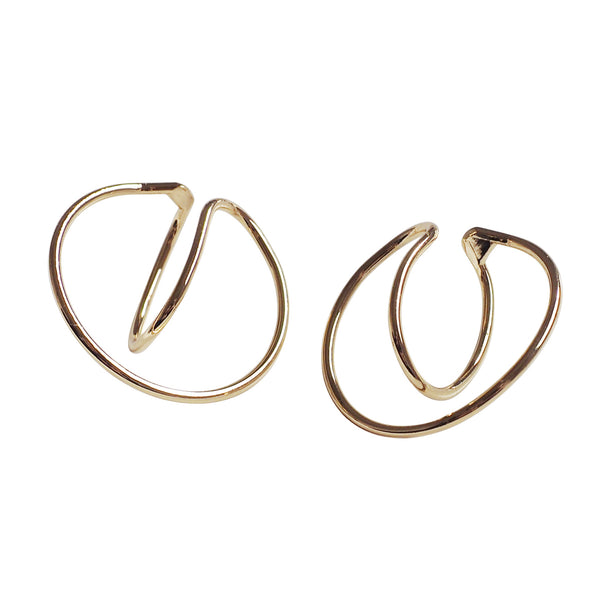 Gold Double HoopEar Cuff Clip On Earrings