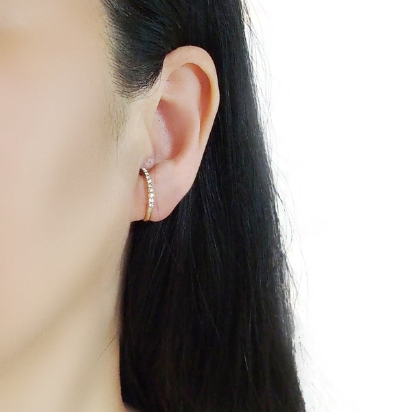 Gold Crystal Hoop Ear Cuff Clip On Earrings