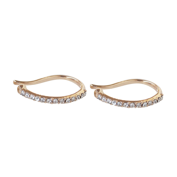 Gold Crystal Hoop Ear Cuff Clip On Earrings