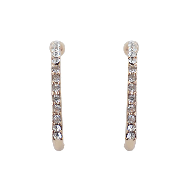 Gold Crystal Hoop Ear Cuff Clip On Earrings