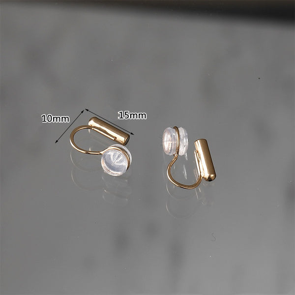 Gold Clip Angle Adjustable Clip On Earring Converters With Silicone Pad