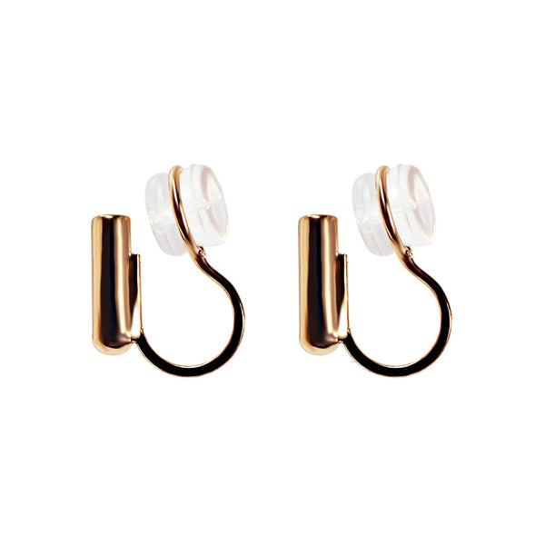 Gold Clip Angle Adjustable Clip On Earring Converters With Silicone Pad