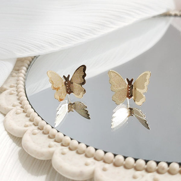 Small Butterflies Filigree Invisible Clip On Stud Earrings