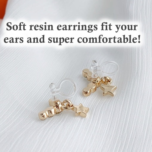 Dangle Crystal Rhinestone Star Invisible Clip On Stud Earrings
