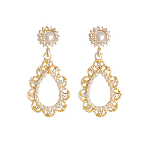 Dangle White Pearl Teardrop Invisible Clip On Earrings