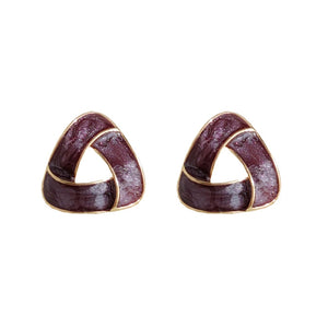 Dark Purple Crystal Mosaic Invisible Clip On Stud Earrings