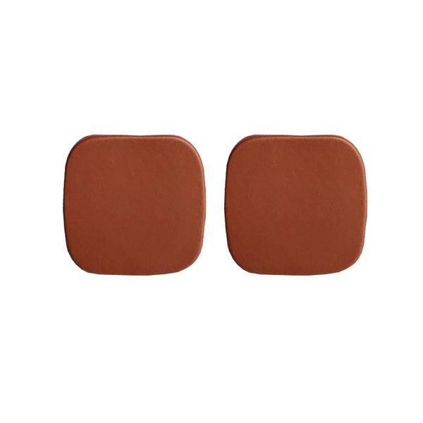 Minimal Square Dark Red Invisible Clip On Stud Earrings