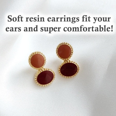 Round Brown Invisible Clip On Stud Earrings