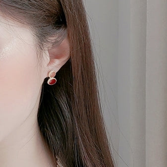 Round Brown Invisible Clip On Stud Earrings