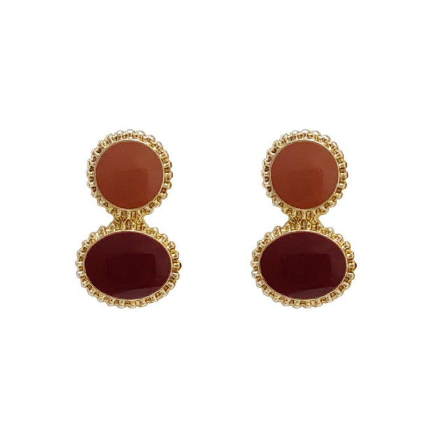 Round Brown Invisible Clip On Stud Earrings