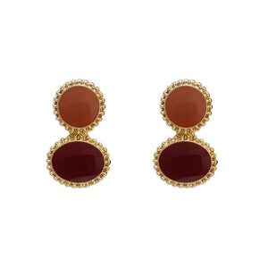 Round Brown Invisible Clip On Stud Earrings