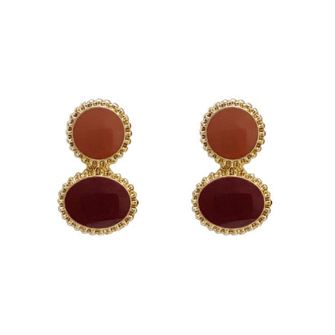 Round Brown Invisible Clip On Stud Earrings