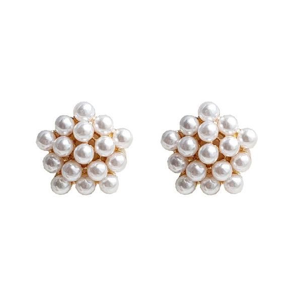 Round White Pearl Invisible Clip On Stud Earrings