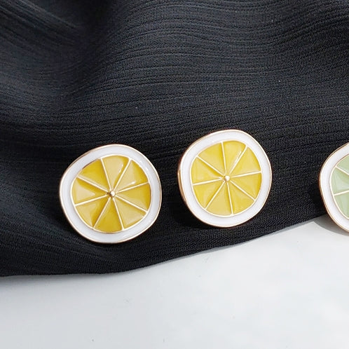 Yellow Lemon Sliced Fruits Invisible Clip On Earrings