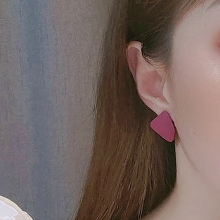Square Matte Purple Invisible Clip On Stud Earrings