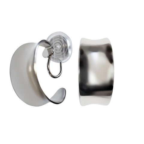 Silver 20mm Chunky Hoop Spiral Clip On Earrings