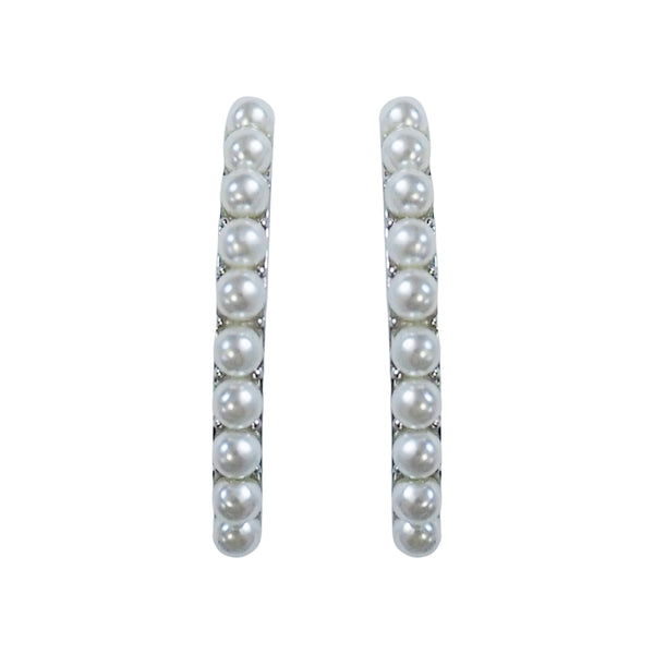 Silver Pearl HoopEar Cuff Clip On Earrings