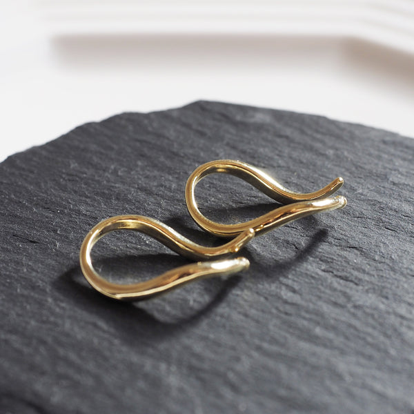 Gold Organic Shaped HoopEar Cuff Clip On Earrings