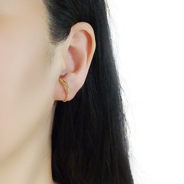 Gold Organic Shaped HoopEar Cuff Clip On Earrings