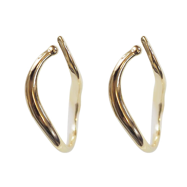 Gold Organic Shaped HoopEar Cuff Clip On Earrings