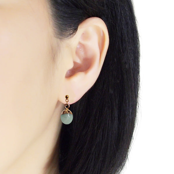 Drop Green Aventurine Invisible Clip On Earrings