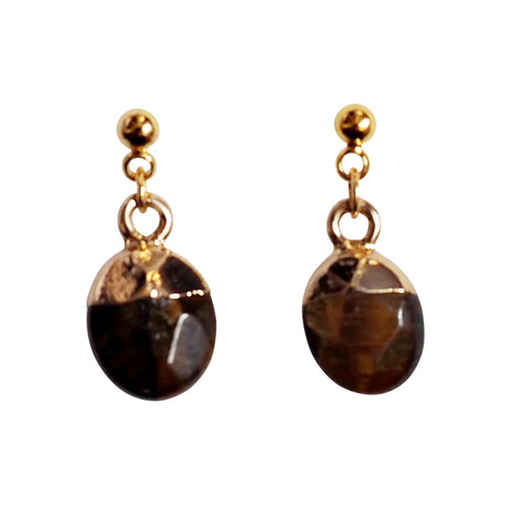 Drop Tiger Eye Invisible Clip On Earrings
