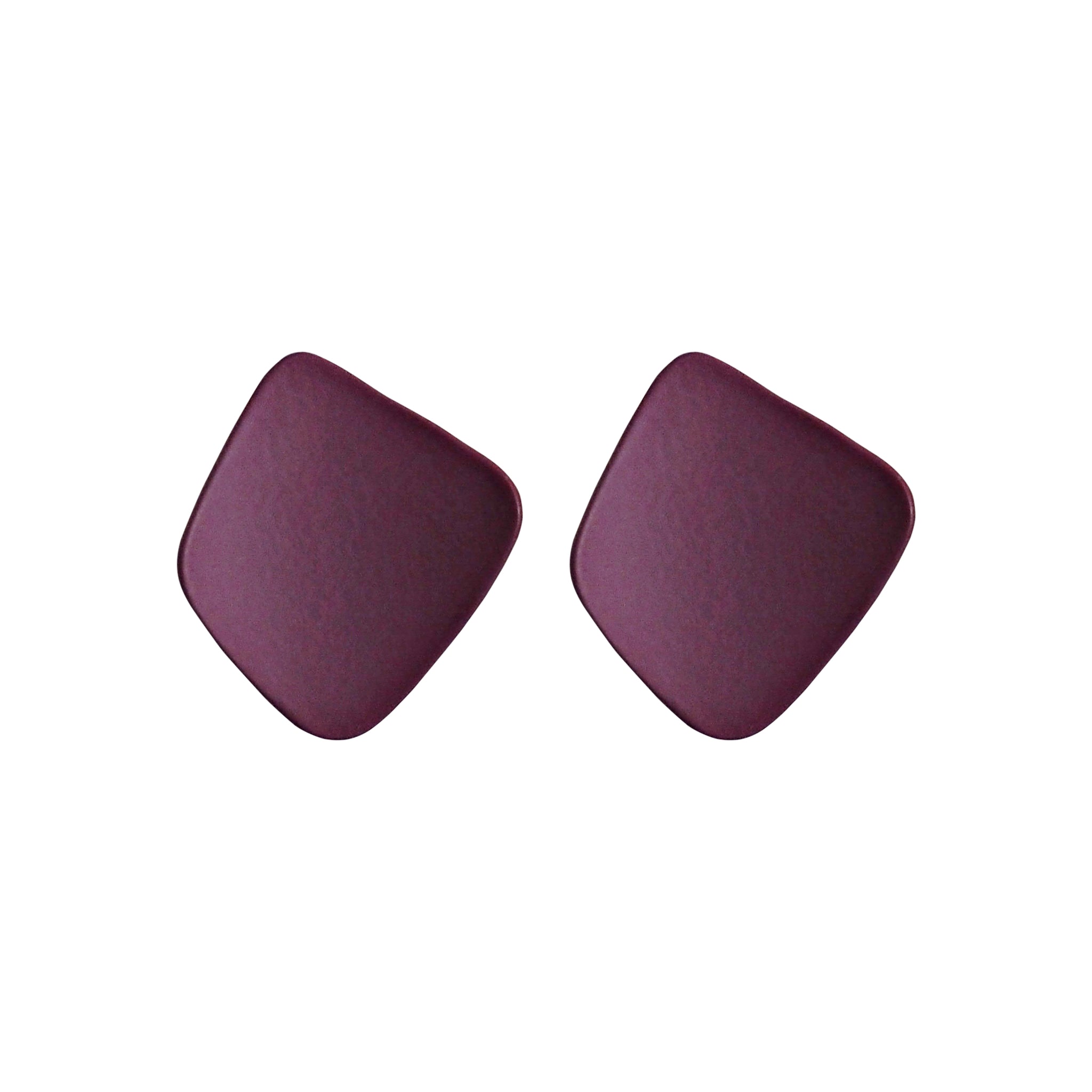 Square Matte Purple Invisible Clip On Stud Earrings