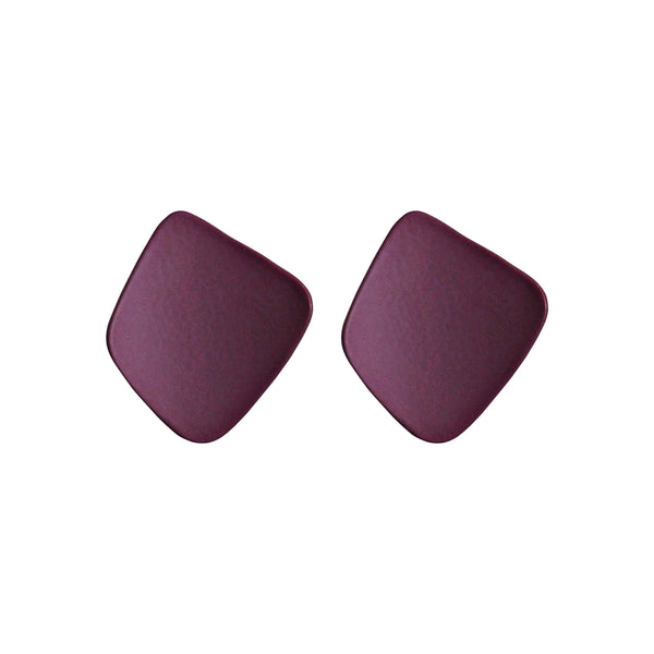 Square Matte Purple Invisible Clip On Stud Earrings