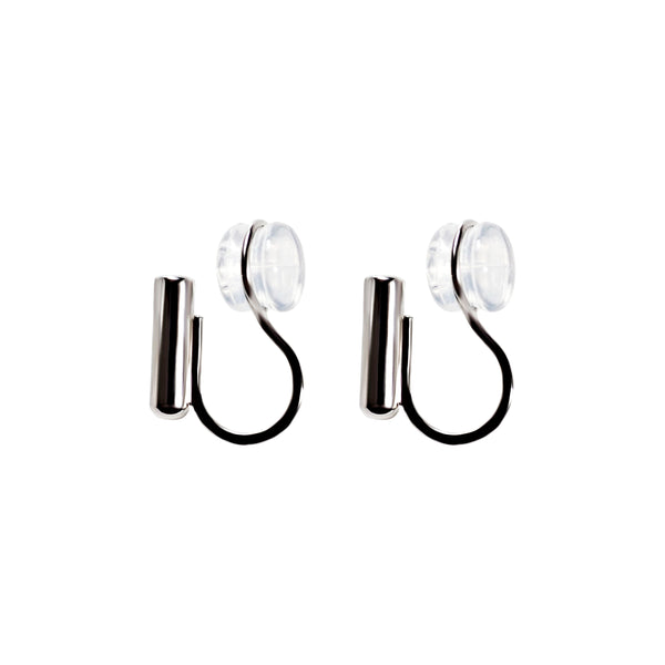 Silver Clip Angle Adjustable Spiral Clip On Earring Converters With Silicone Pad