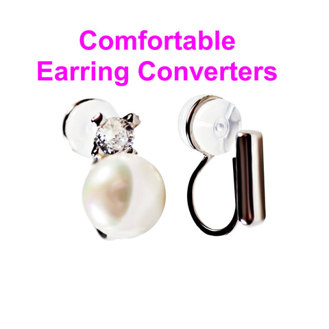 Silver Clip Angle Adjustable Spiral Clip On Earring Converters With Silicone Pad