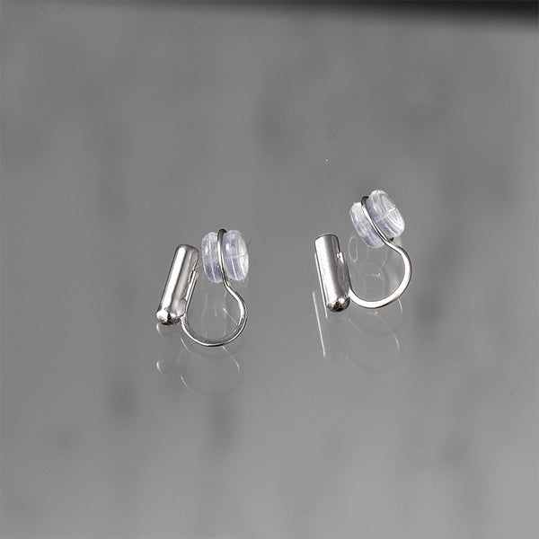 Silver Clip Angle Adjustable Spiral Clip On Earring Converters With Silicone Pad