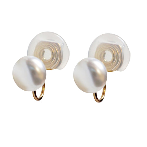 White Pearl Spiral Clip On Stud Earrings