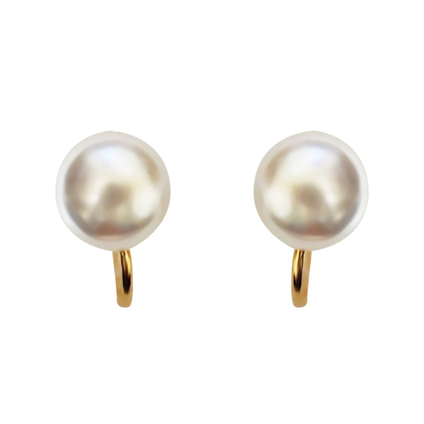 White Pearl Spiral Clip On Stud Earrings