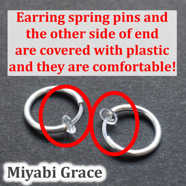Dangle Silver Unisex Small Cross Hoop Invisible Clip On Stud Earrings