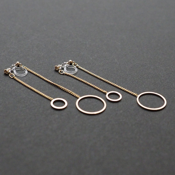 Double sided hoop invisible clip on earrings ( Gold tone ) - Miyabi Grace