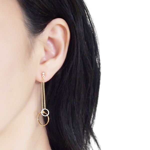Double sided hoop invisible clip on earrings ( Gold tone ) - Miyabi Grace