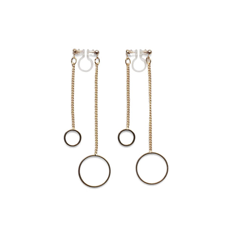 Double sided hoop invisible clip on earrings ( Gold tone ) - Miyabi Grace