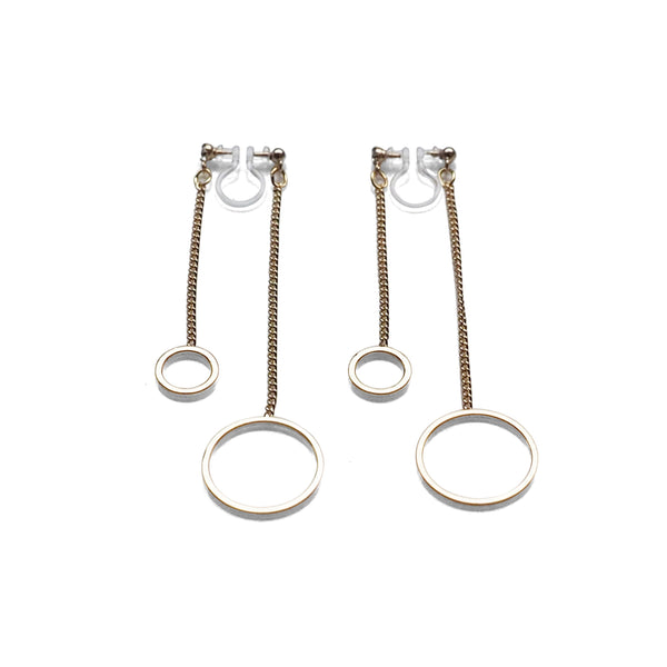 Double sided hoop invisible clip on earrings ( Gold tone ) - Miyabi Grace