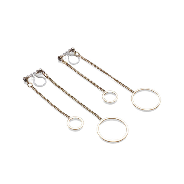 Double sided hoop invisible clip on earrings ( Gold tone ) - Miyabi Grace
