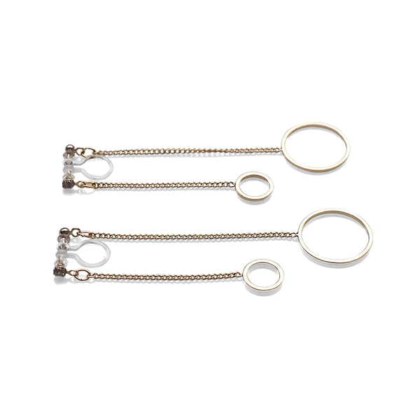 Double sided hoop invisible clip on earrings ( Gold tone ) - Miyabi Grace