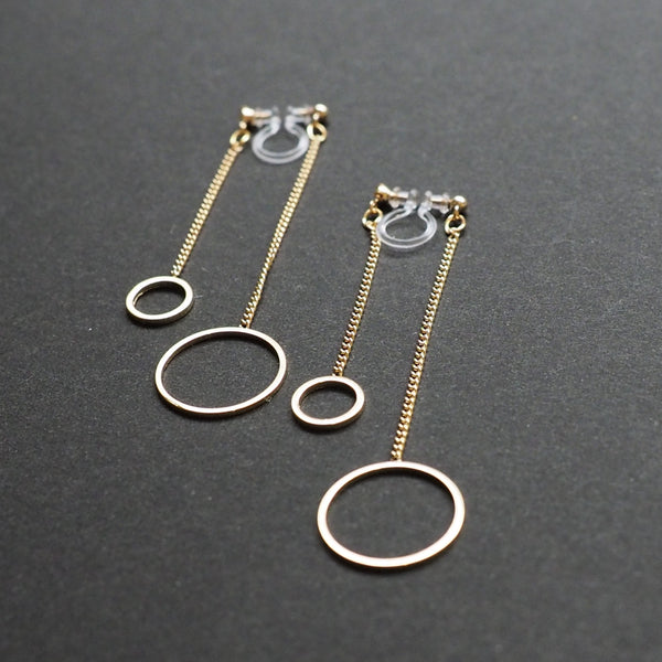 Double sided hoop invisible clip on earrings ( Gold tone ) - Miyabi Grace