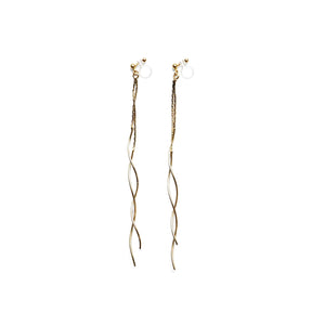 Double wave bar invisible clip on earrings ( Gold tone ) - Miyabi Grace