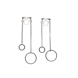 Double sided hoop invisible clip on earrings ( Silver tone ) - Miyabi Grace