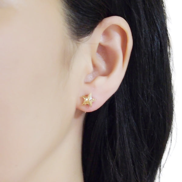 Golden Shadow Star Swarovski crystal invisible clip on earrings - Miyabi Grace