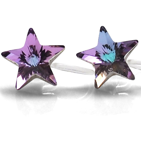 Vitrail Light Star Swarovski crystal invisible clip on stud earrings - Miyabi Grace