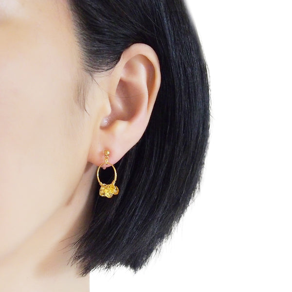 Yellow Citrine Gold Hoop Invisible Clip On Earrings - Miyabi Grace